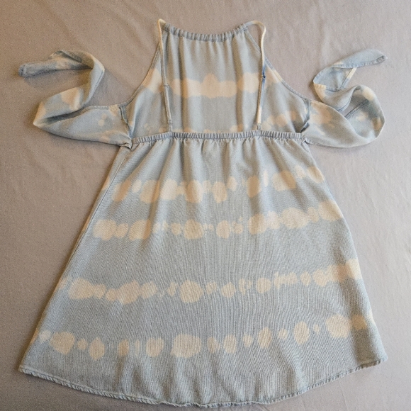Anthropologie Cloth & Stone Tie-Dye Swing Mini Dress Cloud Blue & White - Picture 7 of 13